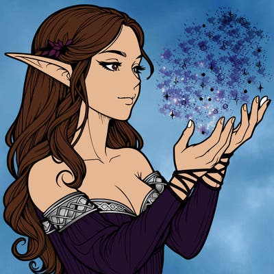 realistic elf girl doing magic