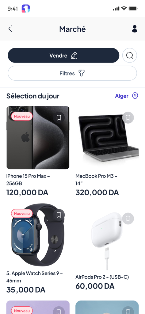 1tik - 1tik app marketplace displaying electronic devices for sale in Algerian Dinars