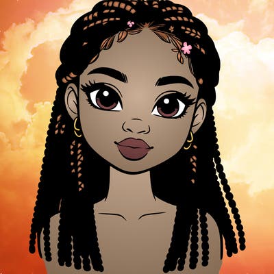 a realistic black girl with braids