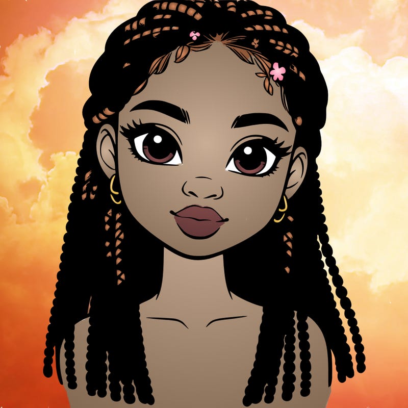 a realistic black girl with braids