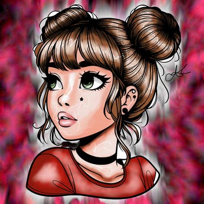 realistic girl with spacebuns