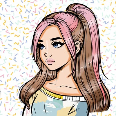 realistic girl with a high ponytail