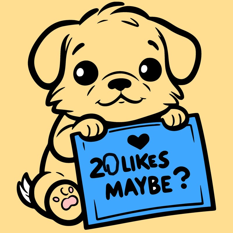 a puppy holding a sign that says 2 likes maybe?