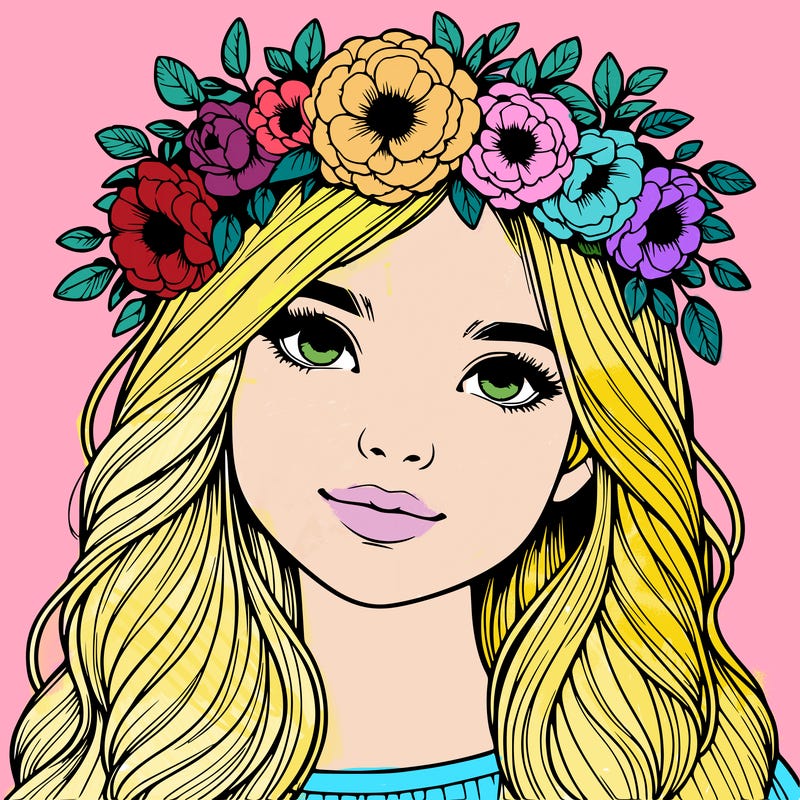 realistic girl with flower crown