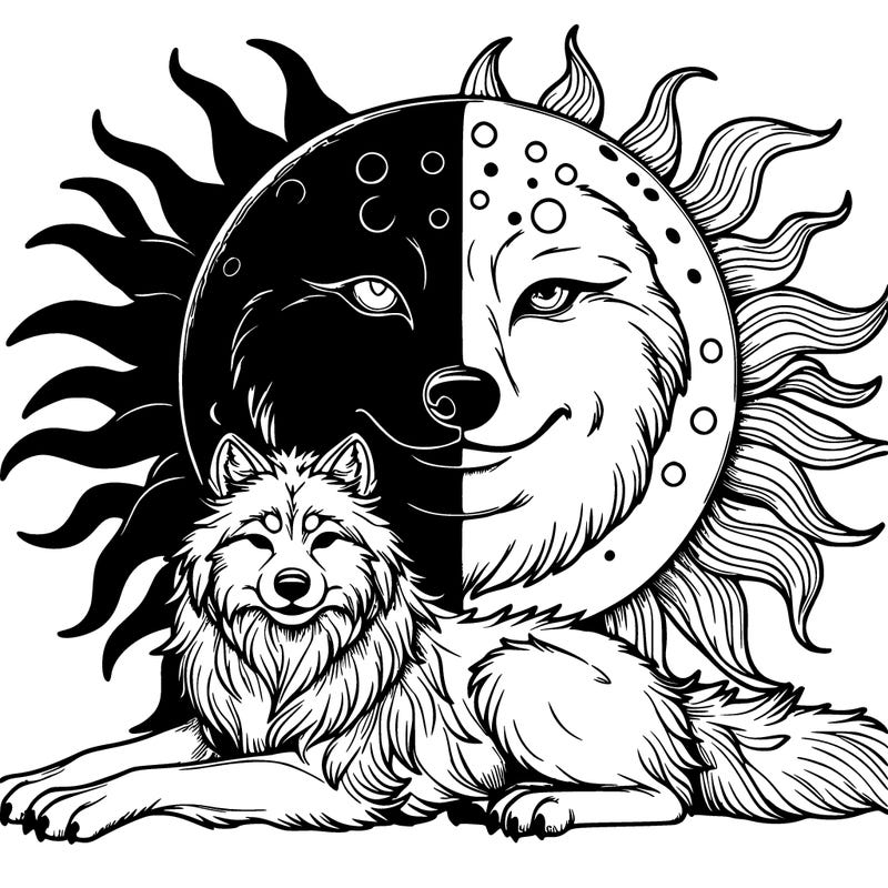 moon and sun wolves realistic