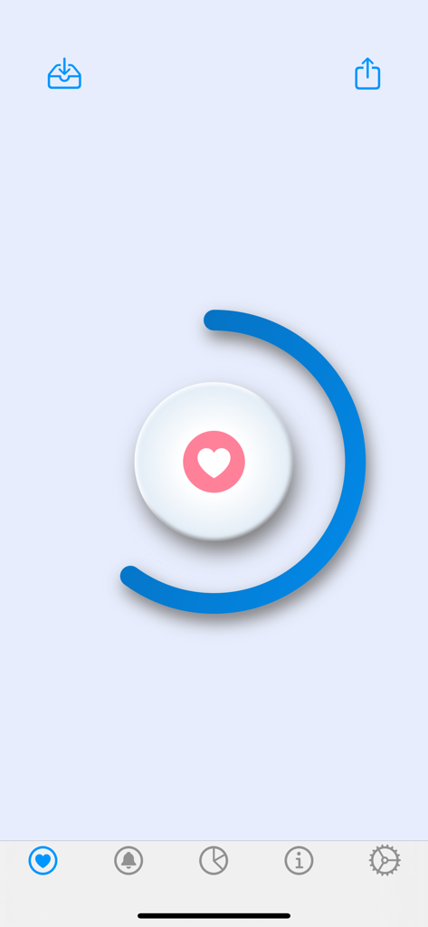 Interface de l'application GoodDeed avec un anneau de progression bleu et une icône de cœur centrale pour suivre les actes de gentillesse quotidiens