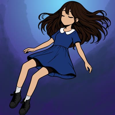 realistic girl floating