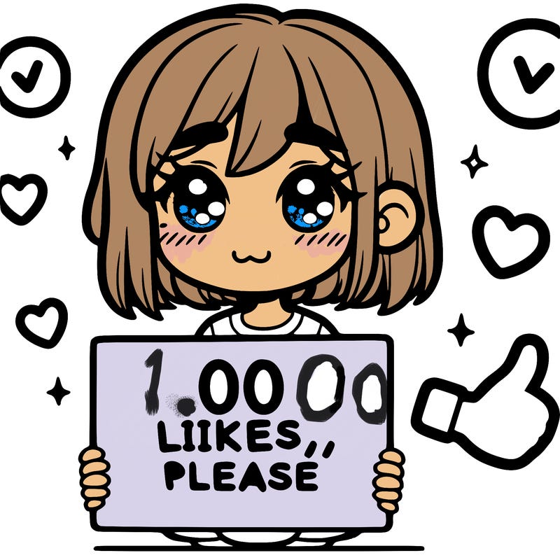 a girl with a sign saying 100 likes, please