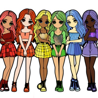 a group of girls realistic