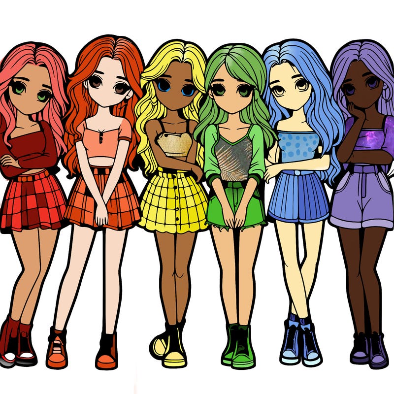 a group of girls realistic