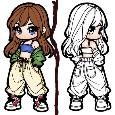 girl in crop top and baggy pants