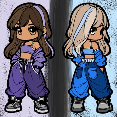 girl in crop top and baggy pants