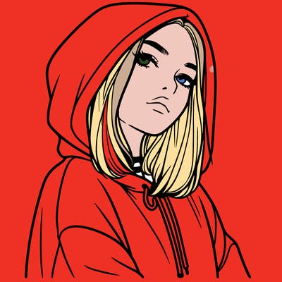 a realistic girl in a hoodie