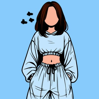 realistic girl faceless with baggy pants and a crop top