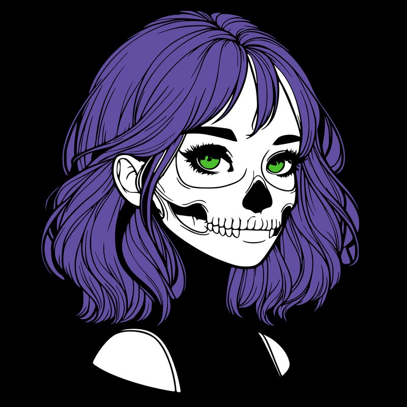 realistic girl with skull