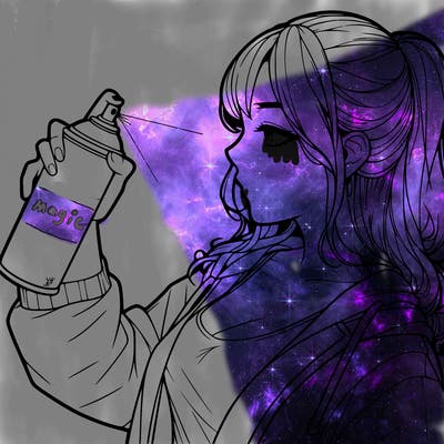 a realistic girl spray, painting