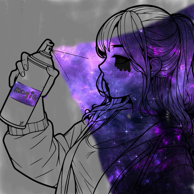 a realistic girl spray, painting