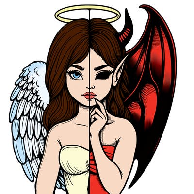 realistic angel half demon