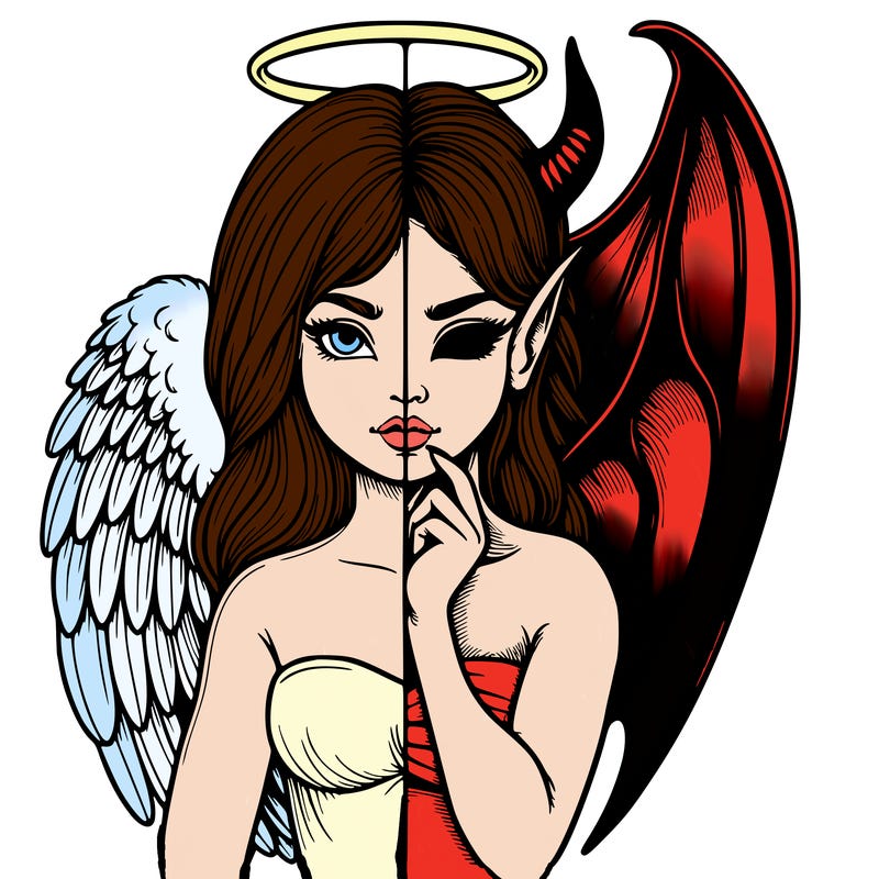 realistic angel half demon