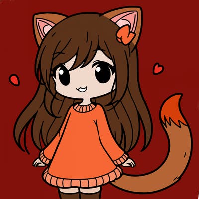 girl with cat ears and tail