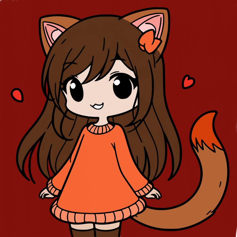 girl with cat ears and tail