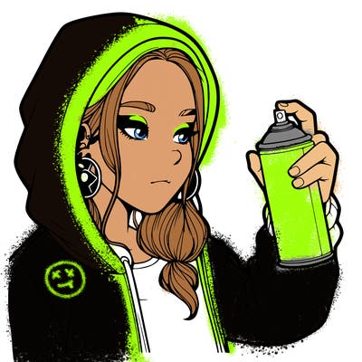 a realistic girl, spray painting