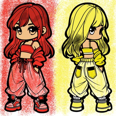 girl in crop top and baggy pants