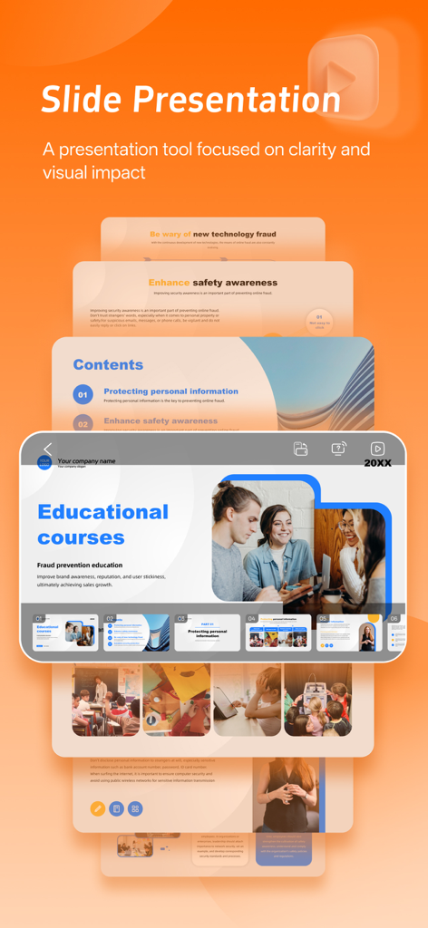 Good Slide app interface showing multiple professional presentation templates for mobile