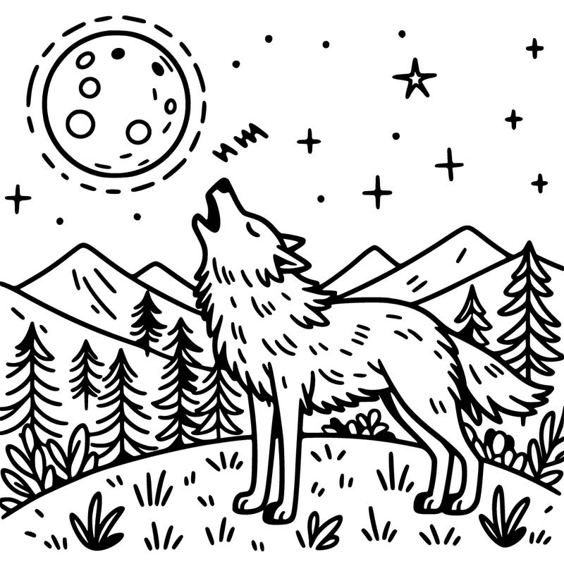 wolf howling at the moon