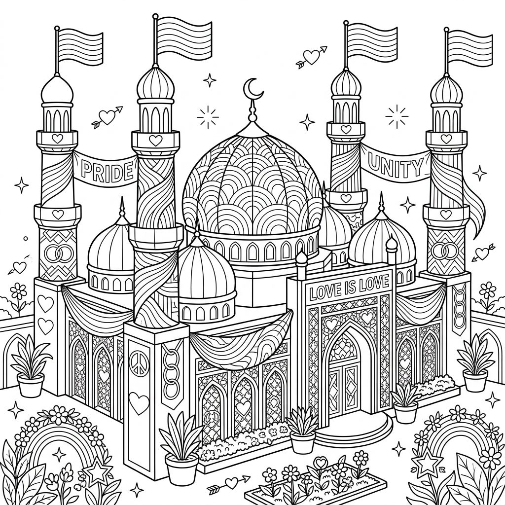 Mosque Pride Coloring Page for Teens - Free Printable — Color Pop