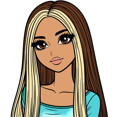 realistic girl with straight and long hair