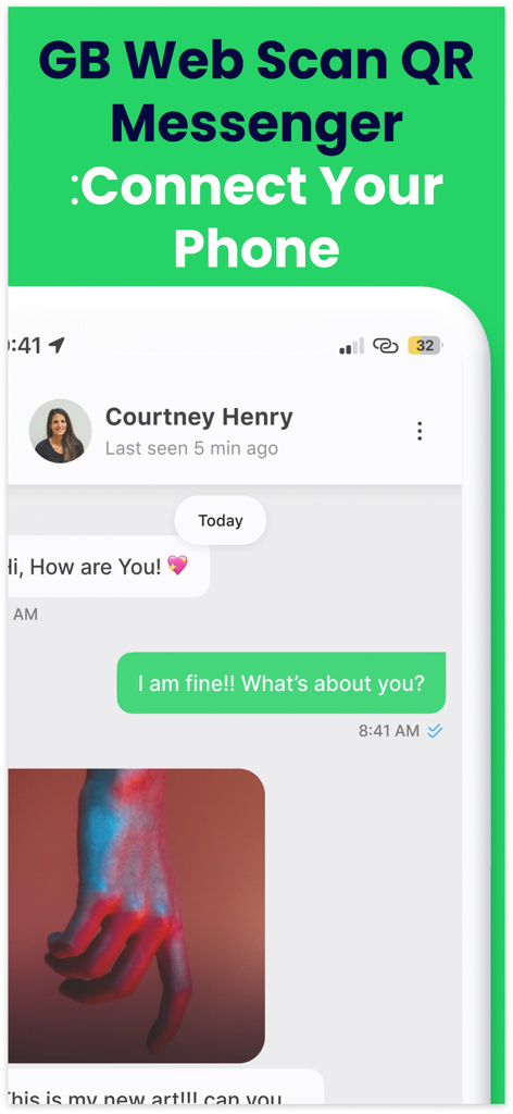 Gb Dual Messenger・Duo Web Chat - Interface de l'application GB Dual Messenger montrant une conversation avec du texte et une image