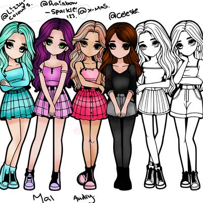 a group of girls realistic