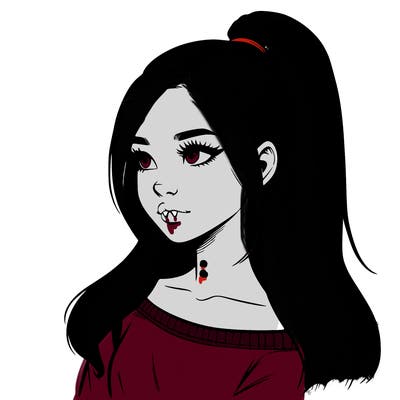 realistic girl with a high ponytail
