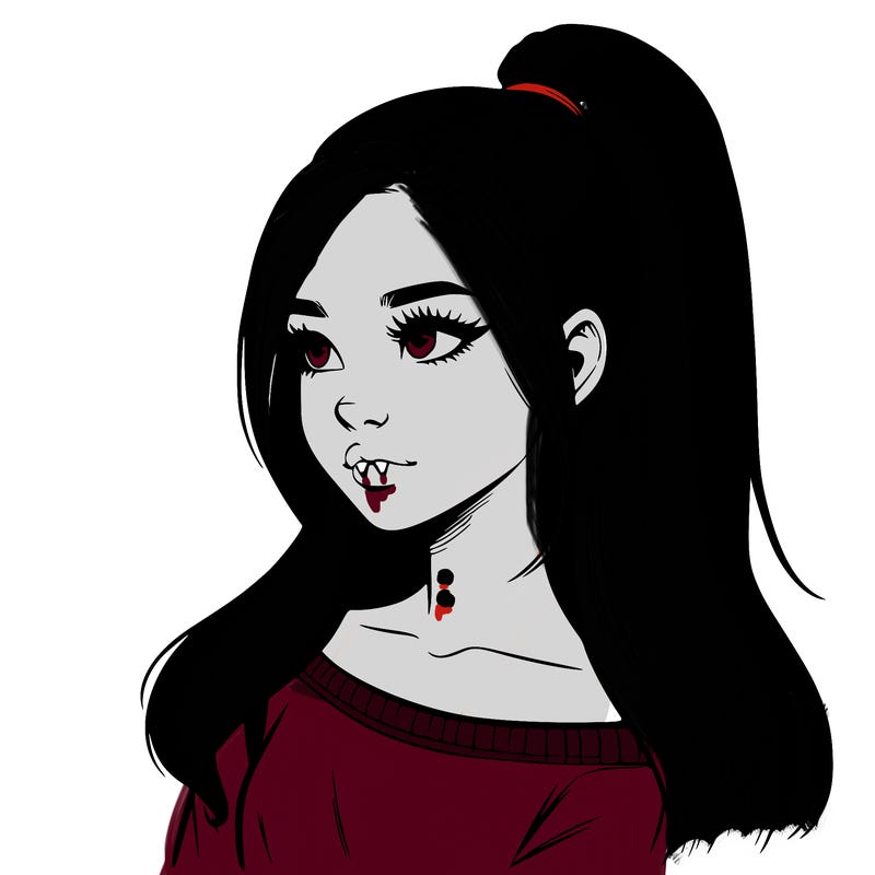 realistic girl with a high ponytail