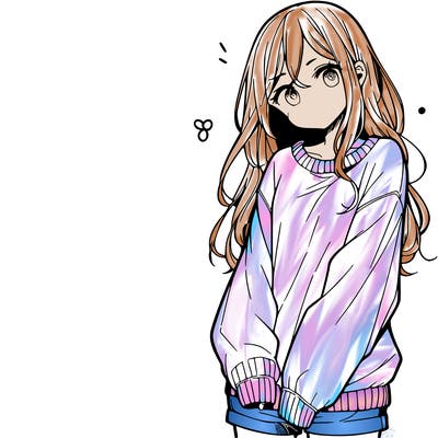 manga teen girl  in a sweater and baggy pants