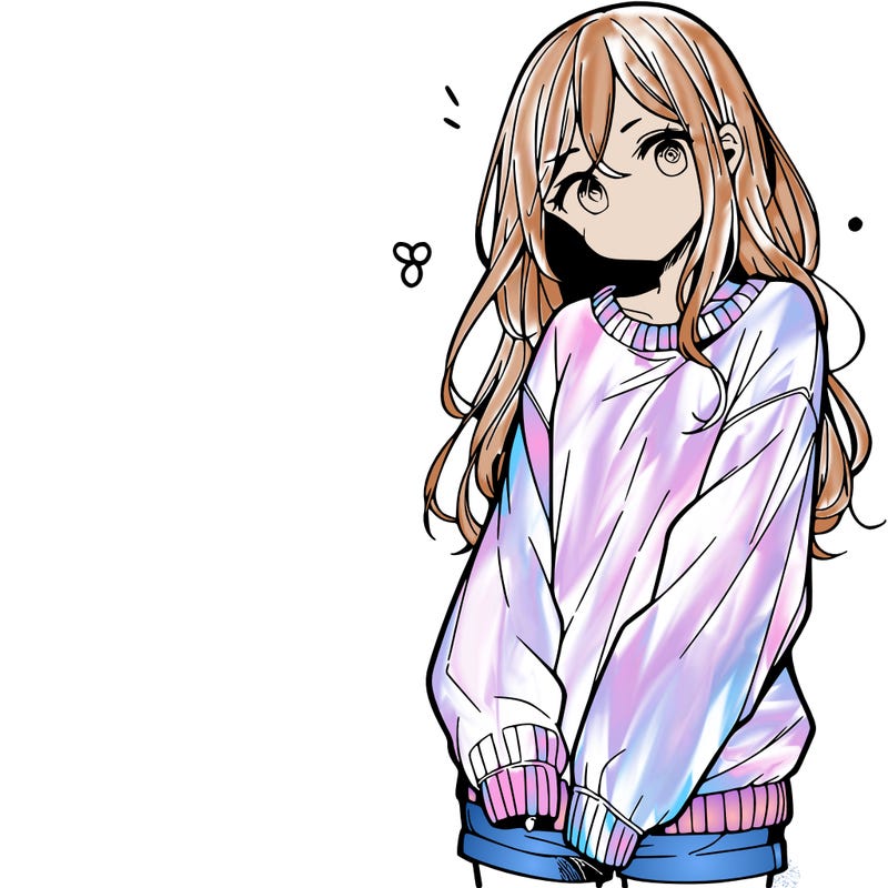 manga teen girl  in a sweater and baggy pants