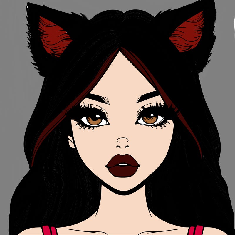 realistic girl with fox ears and realistic lips