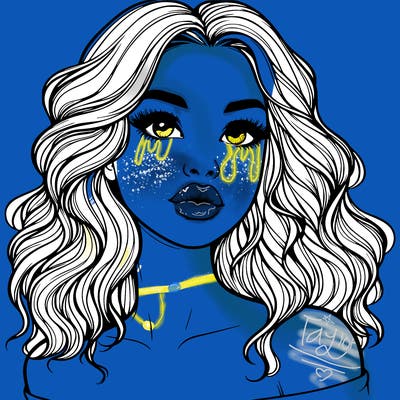 realistic girl with wavy hair and lips