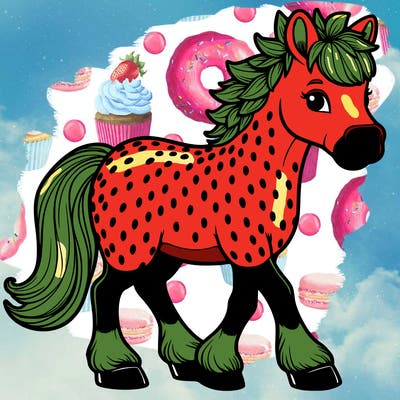 a realistic strawberry horse