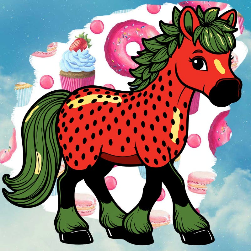 a realistic strawberry horse
