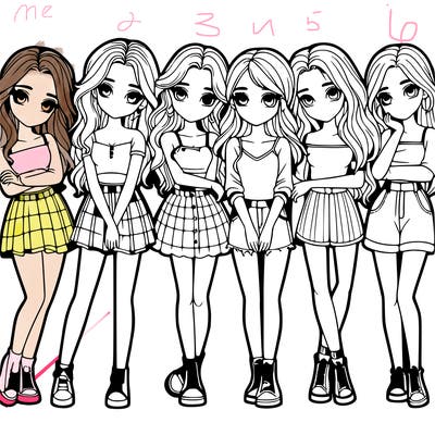 a group of girls realistic