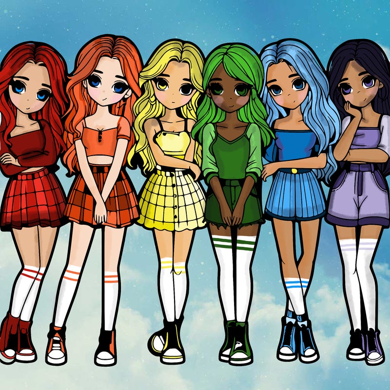 a group of girls realistic