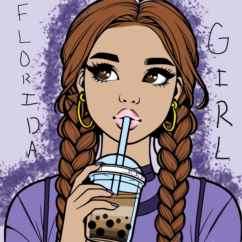 realistic girl with braided hair drinking boba
