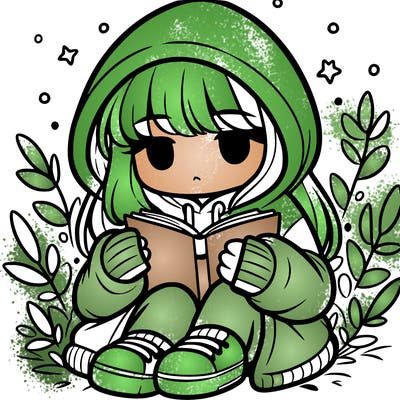 girl in oversized hoodie reading a book