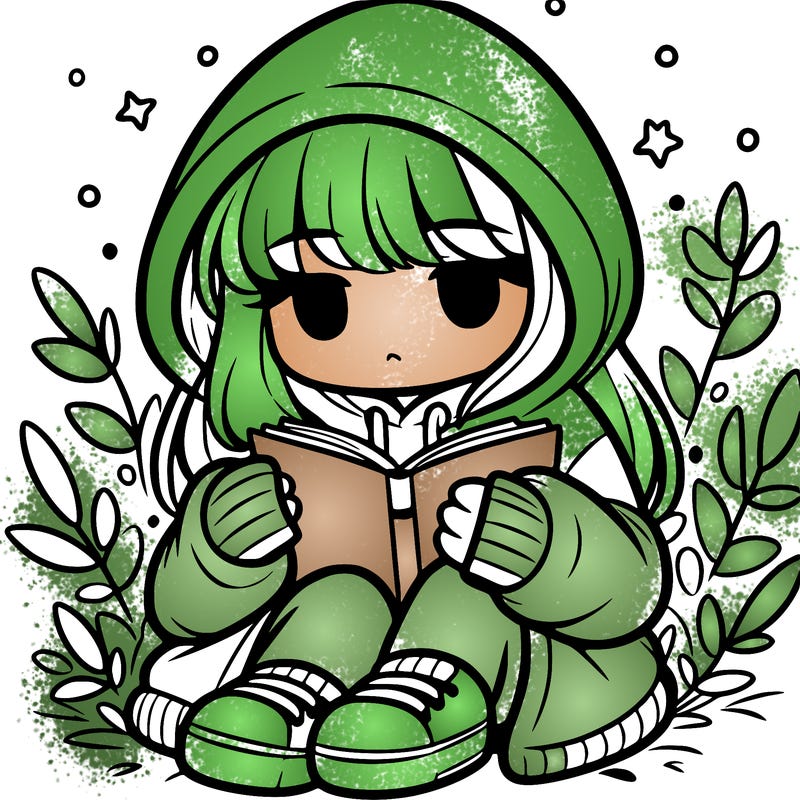 girl in oversized hoodie reading a book