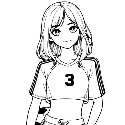 realistic girl wearing soccer jersey