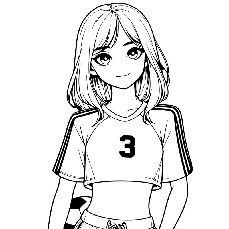 realistic girl wearing soccer jersey