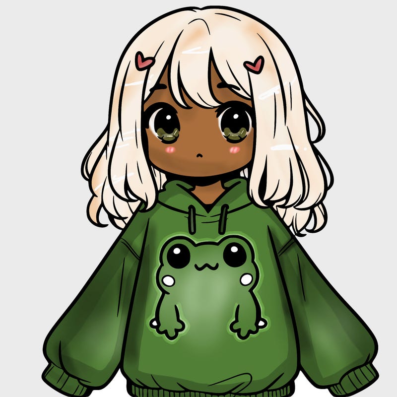 girl wearing frogging sweatshirt