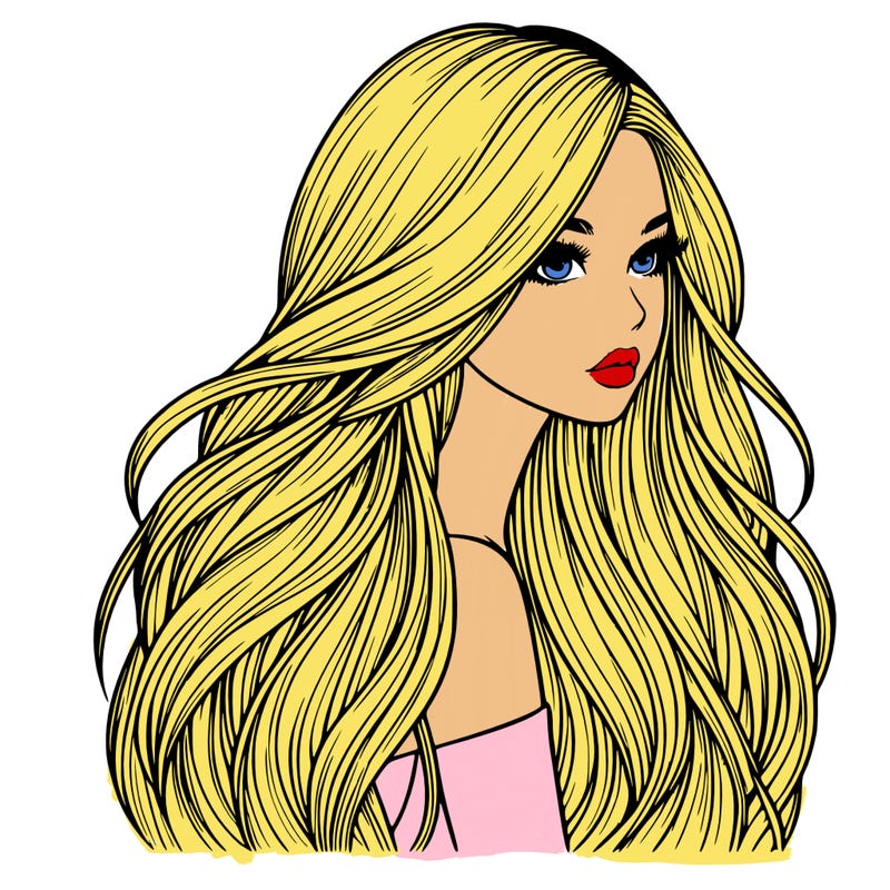 realistic girl with long realistic hair